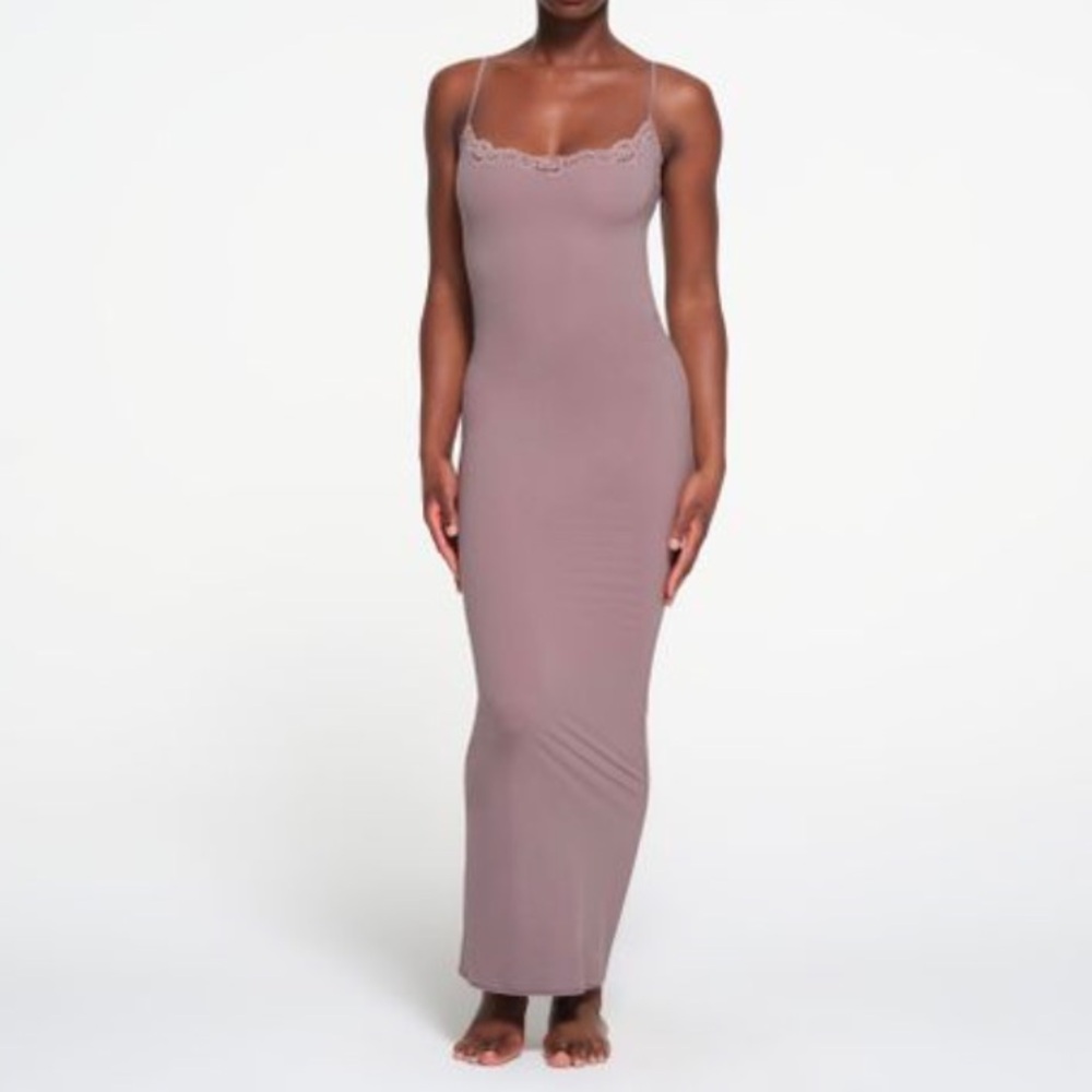 SKIMS Fits Everybody Collection Long Lace Slip Dress